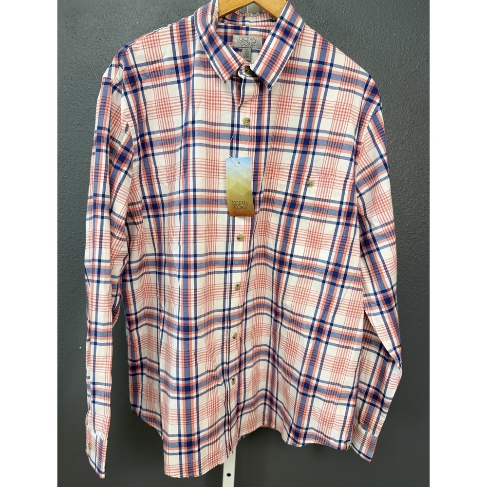 Ocean & Coast Fishing Shirt Mens XL Plaid Long Sleeve Vented NEW
